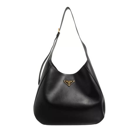 prada large leather shoulder bag with topstitching|More.